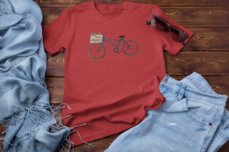 Slim Fit christliches T-Shirt, Bibelvers Freuet Euch allezeit, modern & Zeitlos, Fahrrad, Glaube, Geschenk Muttertag Bild 2