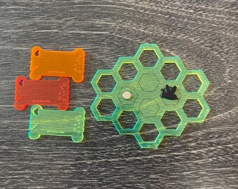Embroidery gift set - Honeycomb and Bee Fluoro - Floss organizer bobbins