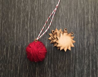 Mini Yarn Ball Ornament - DIY - Set of 5 - knitting ornament - garland