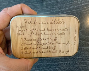Kitchener Stitch Notions Box - large tin with multigauge