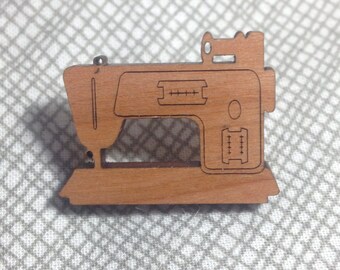 Sewing machine lapel tie pin - 1970s singer sewing machine - Touch n Sew - cherry