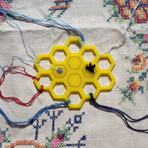 Embroidery floss organizer - Honeycomb and Bee - crewel and needlepoint yarn holder