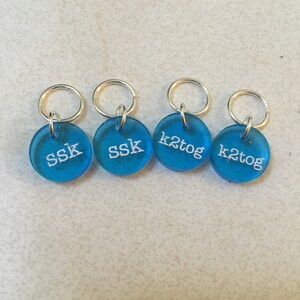 Stitch Markers for Knitting - Decrease - ssk k2tog - Acrylic