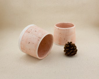 Pink ceramic “Powdered” cup