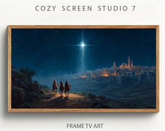 Cornice per presepe dei Re Magi, arte televisiva / sfondo natalizio con Re Magi (download digitale)