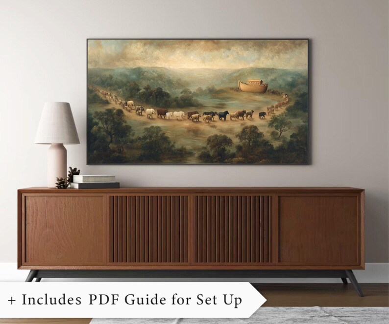 Vintage Noah’s Ark Procession Frame TV Art | Biblical Animals Two-by ...