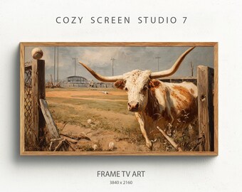 Cornice per TV con immagine di Longhorn Softball (download digitale) / Sfondo con dipinto di Longhorn