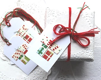 Christmas Gift Tags, Holiday Tags Set of 6, Embellished Christmas Tags