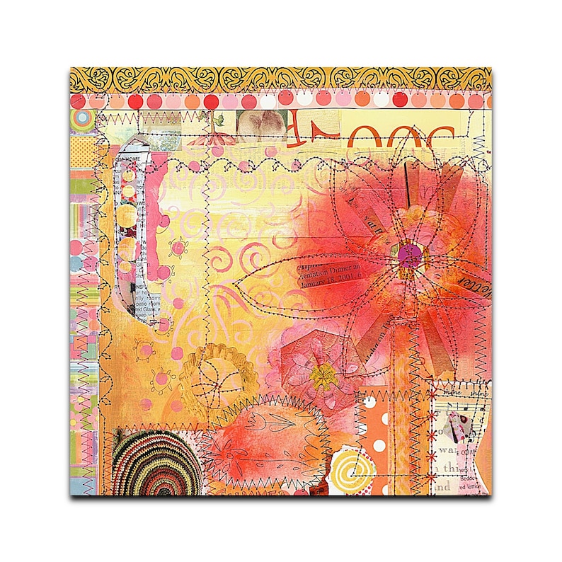 Room Decor Botanical Art Acrylic Art Bright Color Painting Original Art Wall Art Collage Art Floral Art