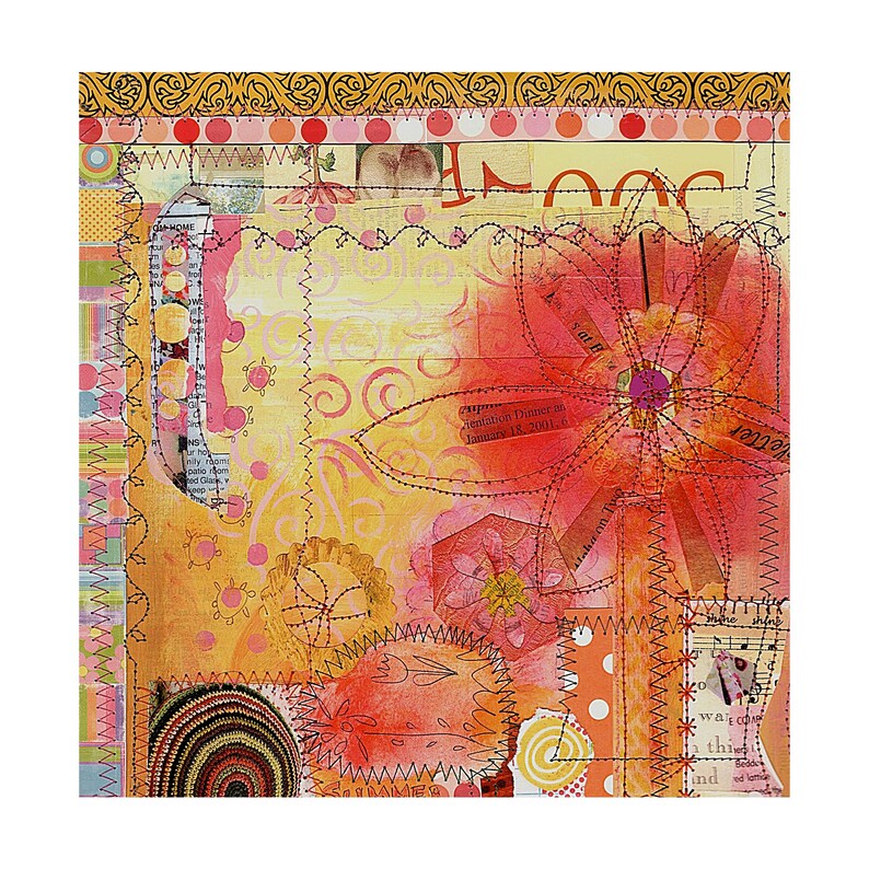 Room Decor Botanical Art Acrylic Art Bright Color Painting Original Art Wall Art Collage Art Floral Art