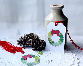 Christmas Gift Tags, Holiday Tags Set of 6, Embellished Christmas Tags