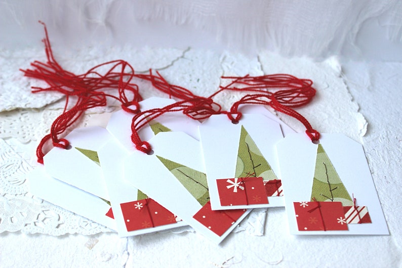 Christmas Gift Tags, Holiday Tags Set of 6, Embellished Christmas Tags image 3