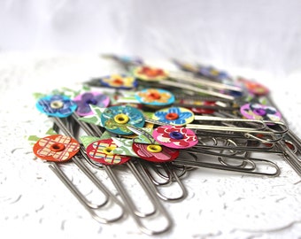 Paper Clip Bookmark, Flower Paper Clip, Paper Clip Place Holder, Altered Paper Clips, Decorative Paper Clips, Junk Journal Supply