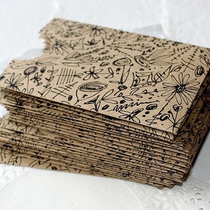 Handmade Envelopes, Gift Card Envelopes, Flower Illustration Envelopes, Junk Journal Supply