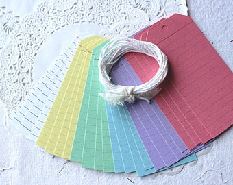 Paper Tags, Index Card Tags, Embellishments, Gift Tags, Colourful Tags, Lined Tags