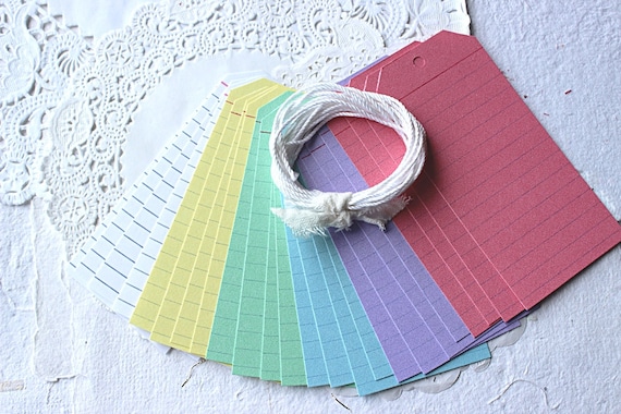 Colorful Index Card Paper Tags: 24 Embellishment Gift Tags