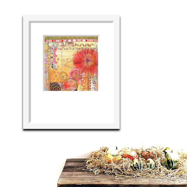 Room Decor Botanical Art Acrylic Art Bright Color Painting Original Art Wall Art Collage Art Floral Art