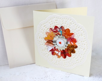 Art Card, Collage Art, Mixed Media, Painted Card, Handmade Greeting Card