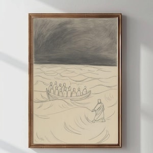 Jesus Walking on Water Digital Print | Christian Wall Art | Bible Miracle Instant Download | Faith-Based Home Decor