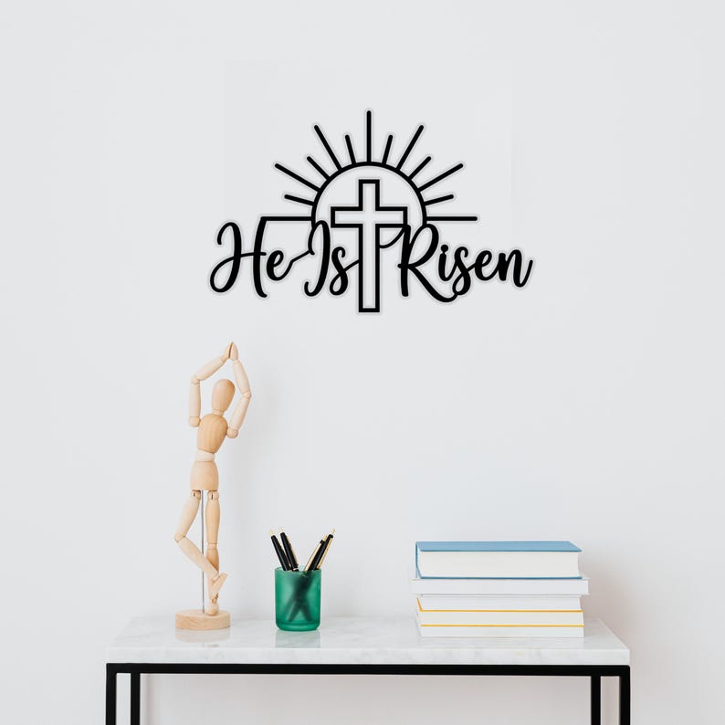 He is Risen Metal Wall Art - Christian Scripture Faith Sign Easter Home ...