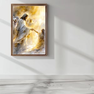Jesus Heals Woman Watercolor Print: Abstract Christian Scripture Art (Digital Download)