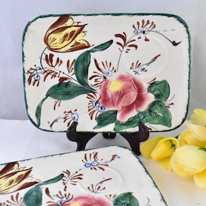 Hand Painted Italian Floral Snack Plates