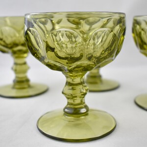 Set of 4 or 8 Provincial Green Water Champagne or Sherbet Glasses by Imperial Glass Company
