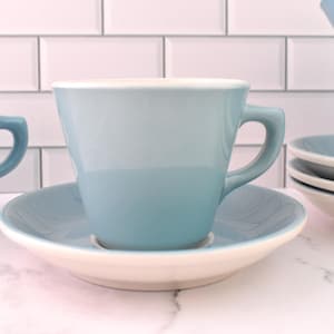 Mayer China Restaurant Ware --- Turquoise Coffee Cup and Saucers