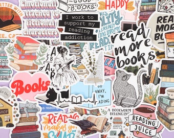 Bookish Sticker Pack,Book Stickers for Kindle,Laptop Computer Phone Water Bottle Waterproof Stickers Book Lover Gift