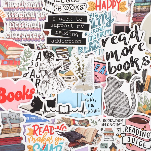 Bookish Sticker Pack,Book Stickers for Kindle,Laptop Computer Phone Water Bottle Waterproof Stickers Book Lover Gift