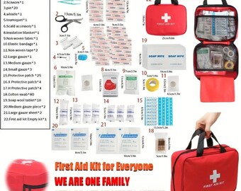 27pcs/173pcs Multi-purpose-Piece First Aid Kit Bag, Travel Emergency Kit, Hiking, Camping,Sports,Wipes, Strips, Plasters, Eye Pads, Bandages