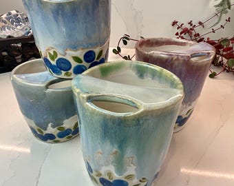 Blueberry Ceramic Mug Tumbler Handmade 14, 12, 10, & 8oz