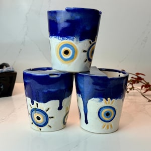 Evil Eye Ceramic Mug Tumbler Handmade 14 & 16 oz
