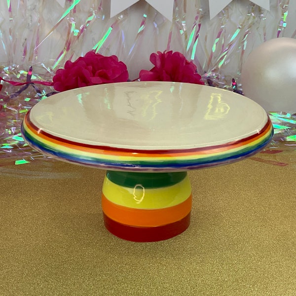 Rainbow Cake Stand 8.5 in. Ceramic 1 tier