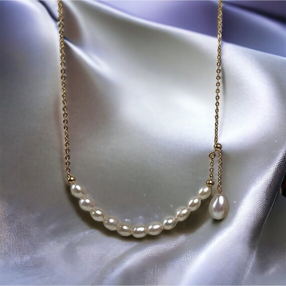 Pearl Necklace ~drop Pearl Pendant~adjustable Necklace