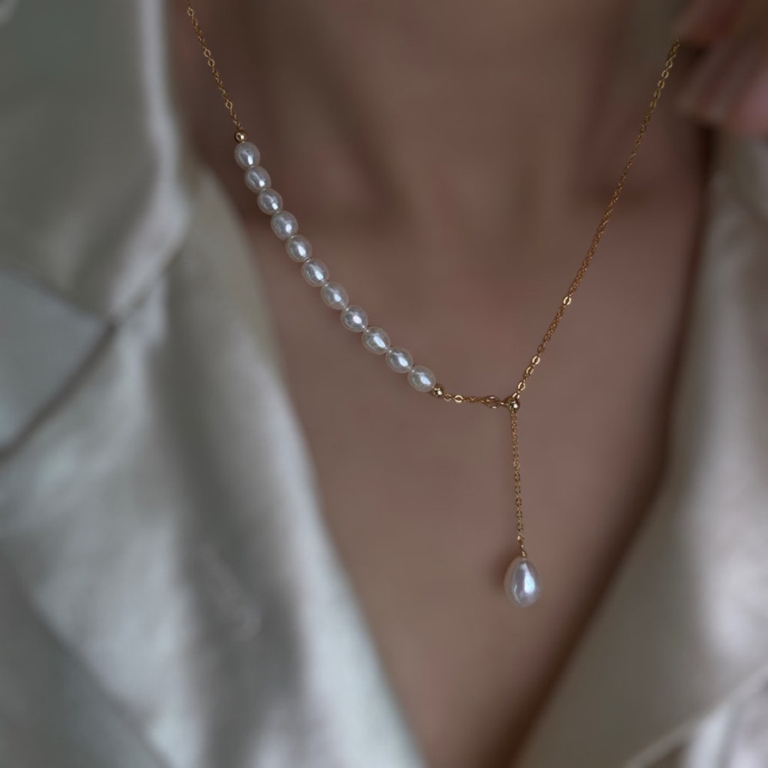 Pearl Necklace ~drop Pearl Pendant~adjustable Necklace