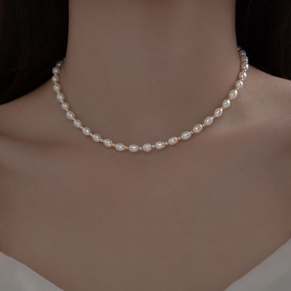 Pearl Necklace Choker ~Small Natural Pearl Necklace~Bridesmaid Gift ~Wedding Bridal Jewellery~Gift for Her~925 Sterling Silver