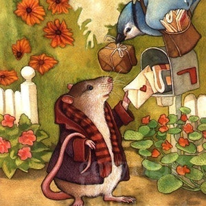 Rat Bluejay Special Delivery Signed Art Print