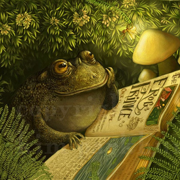 Cozy Fairy Tale Thank You Toad Firefly Signed Print