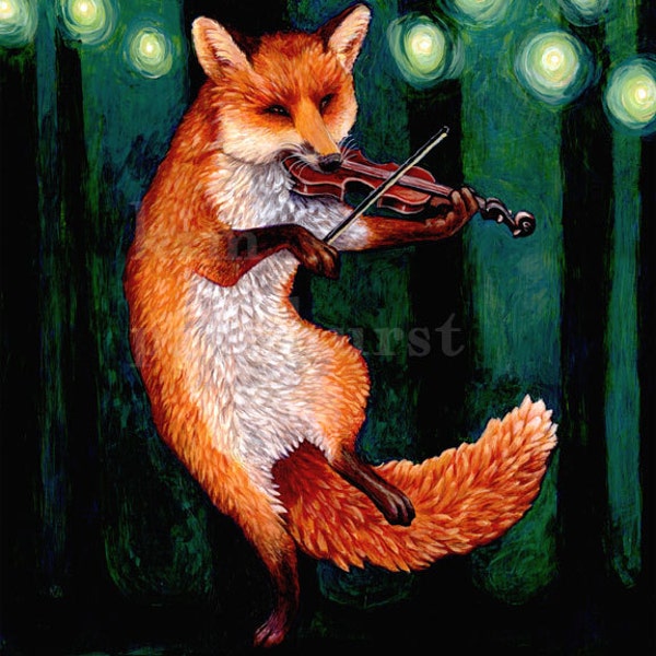 Fiddle Fox Signed Print