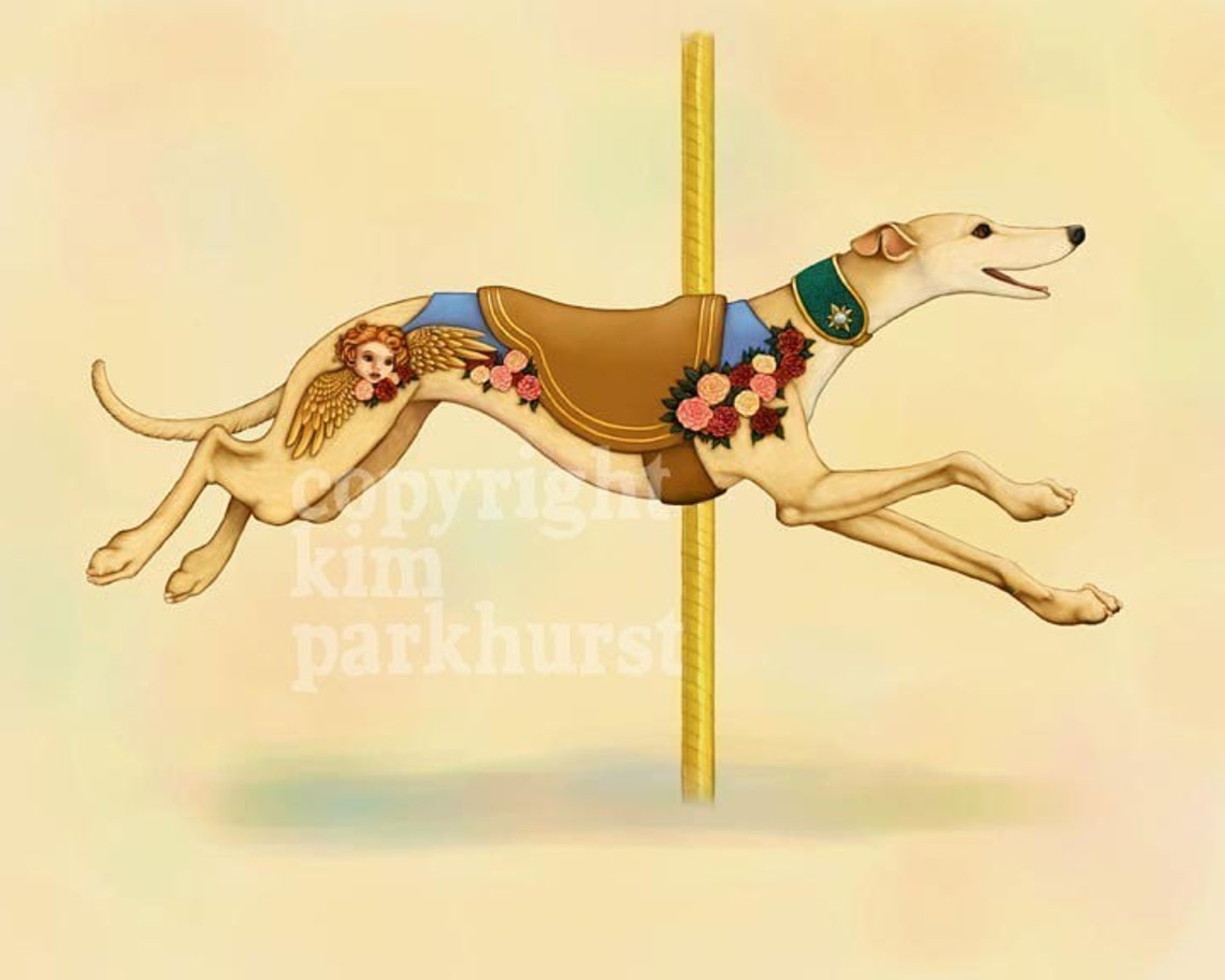 Carousel Cream Greyhound Series Signed Print 4 Etsy