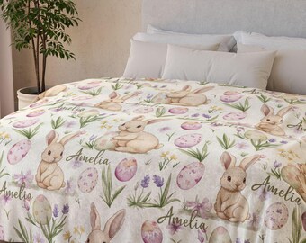 Manta Minky de Conejito de Pascua: Decoración personalizada para guardería de primavera