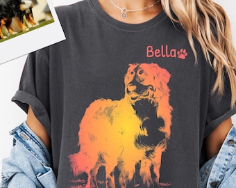 Custom Dog Portrait T-Shirt – Personalized Pet Sketch Tee, Dog Lovers Gift, Comfort Colors®