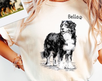 Custom Dog Photo T-Shirt – Personalized Pet Sketch Tee, Dog Lover Gift, Comfort Colors®