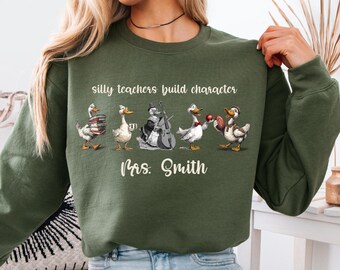 Silly Goose Teacher Sweatshirt: Funny Educator Gift, Gildan 18000