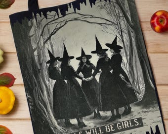 Witchy Girls Tote Bag: Feminist Halloween Witchcore Style
