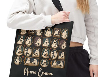 Personalisierte Halloween-Einkaufstasche | Krankenschwester, Doktor Ghost Design
