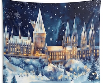 Wizarding Castle Tapestry: Enchanted School of Witchcraft Decor, Magical School Decor, Fantasy Bedroom Gift for Kids Christmas gift