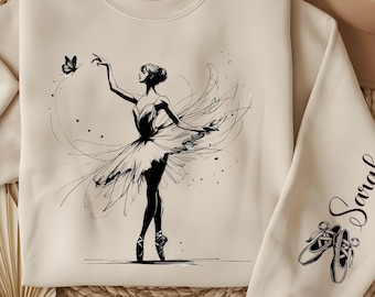 Ballerina Sweatshirt for Girls, Custom Dance Pullover, Ballet Sweater Gift, Personalized Dancer Gift, Recital Gift, Ballet Dancer Gift