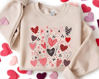 Personalized Hearts Sweatshirt | Custom Valentine's Day Hoodie